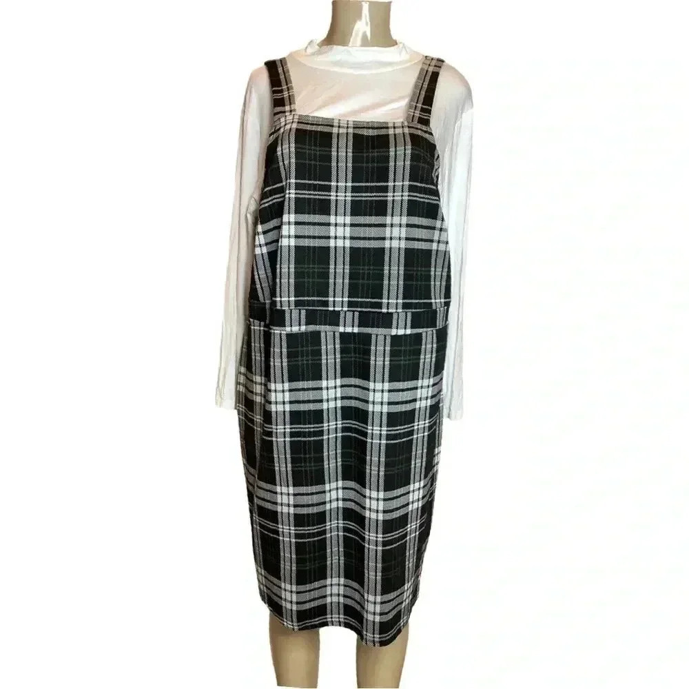 Coco & Shay Size 2X Women’s Plaid Dress & White Long Sleeve Top. New With Tags.